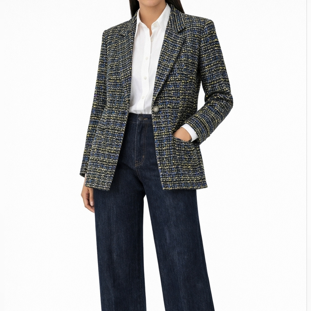 VINTAGE V.P. COLLECTIONS Silk Tweed Blazer | M | Handwoven Tailored